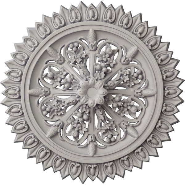 Ekena Millwork Lariah Ceiling Medallion (Canopies up to 1 3/8"), 24 3/4"OD 1 3/8"ID x 3 1/4"P, Ultra Pure White CM24LAUWF - main